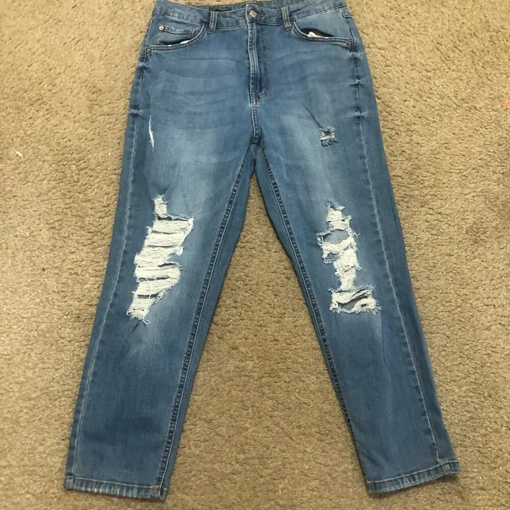 Wild Fable High Rise Mom Jeans with Distressed Rips Size 14 - Picture 6 of 11